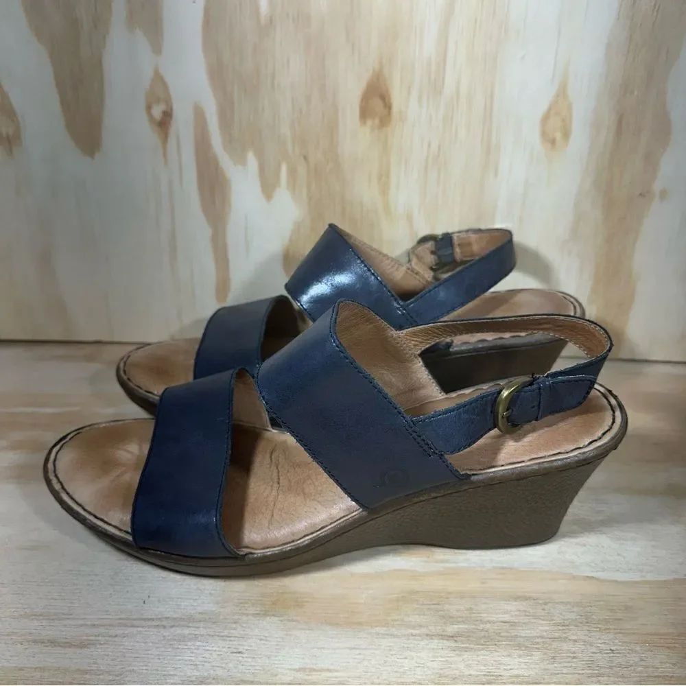 Born Black Leather Wedge Sandals Women’s Size 13